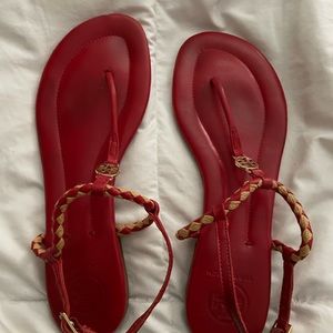 Tory Burch Red Leather Aine Sandals
